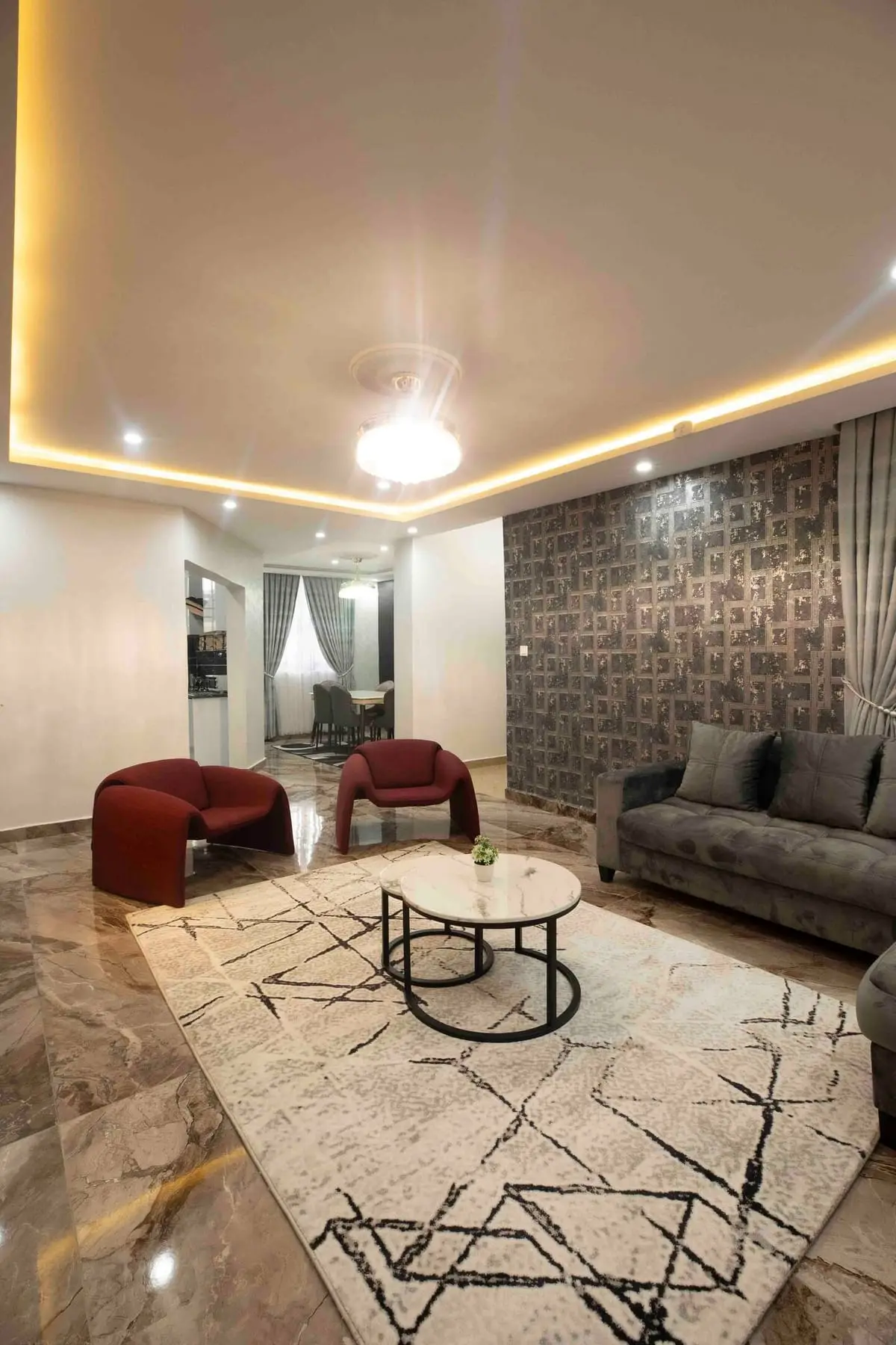 Open-plan living area with sectional sofa