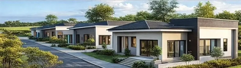 Artist's impression of the Kutunse smart homes along the estate road